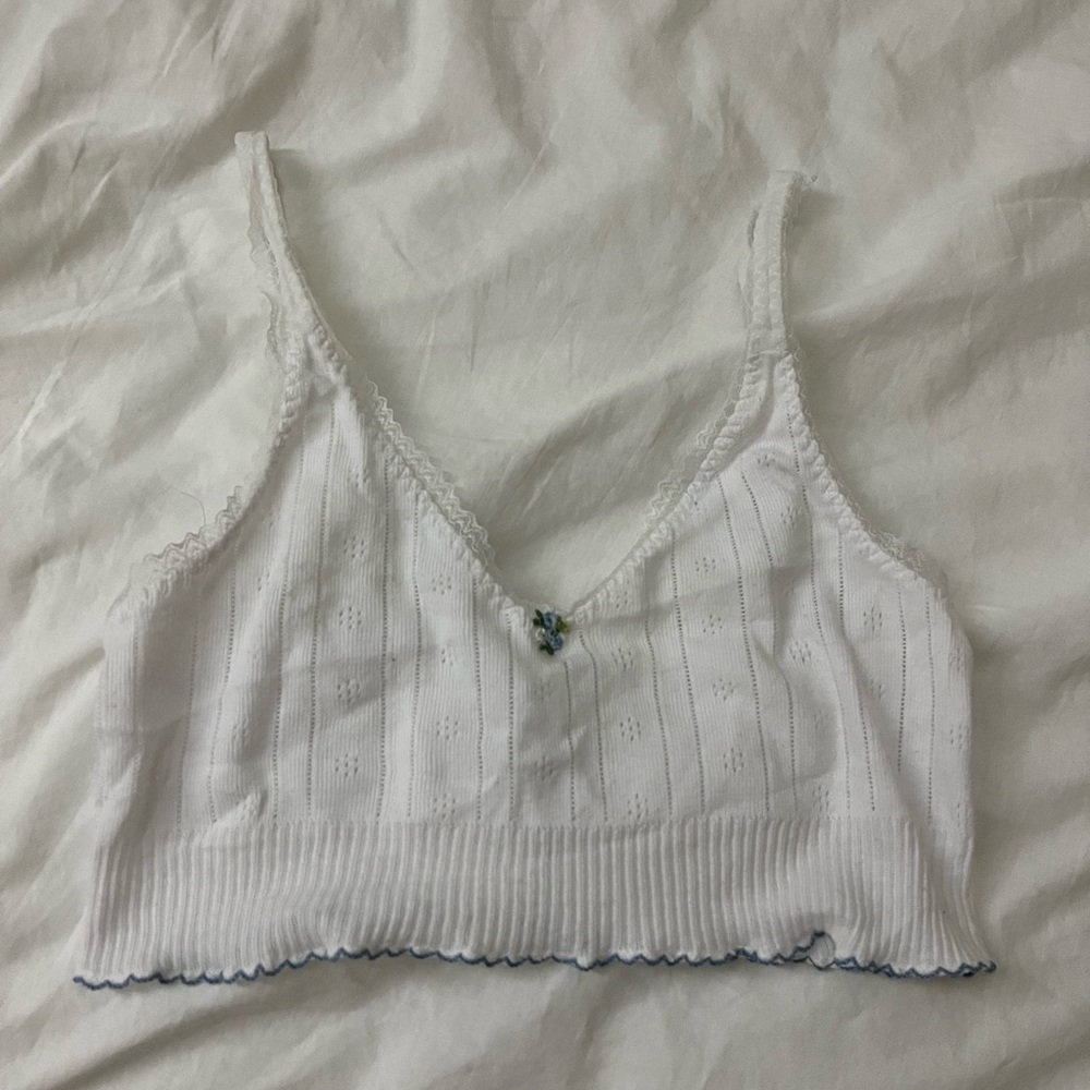 pretties venice v neck blue flower tank top